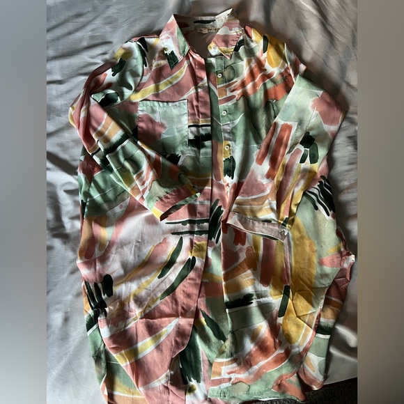 Pink Ripple Abstract Multicolor Button-Up Shirt - Picture 2 of 4